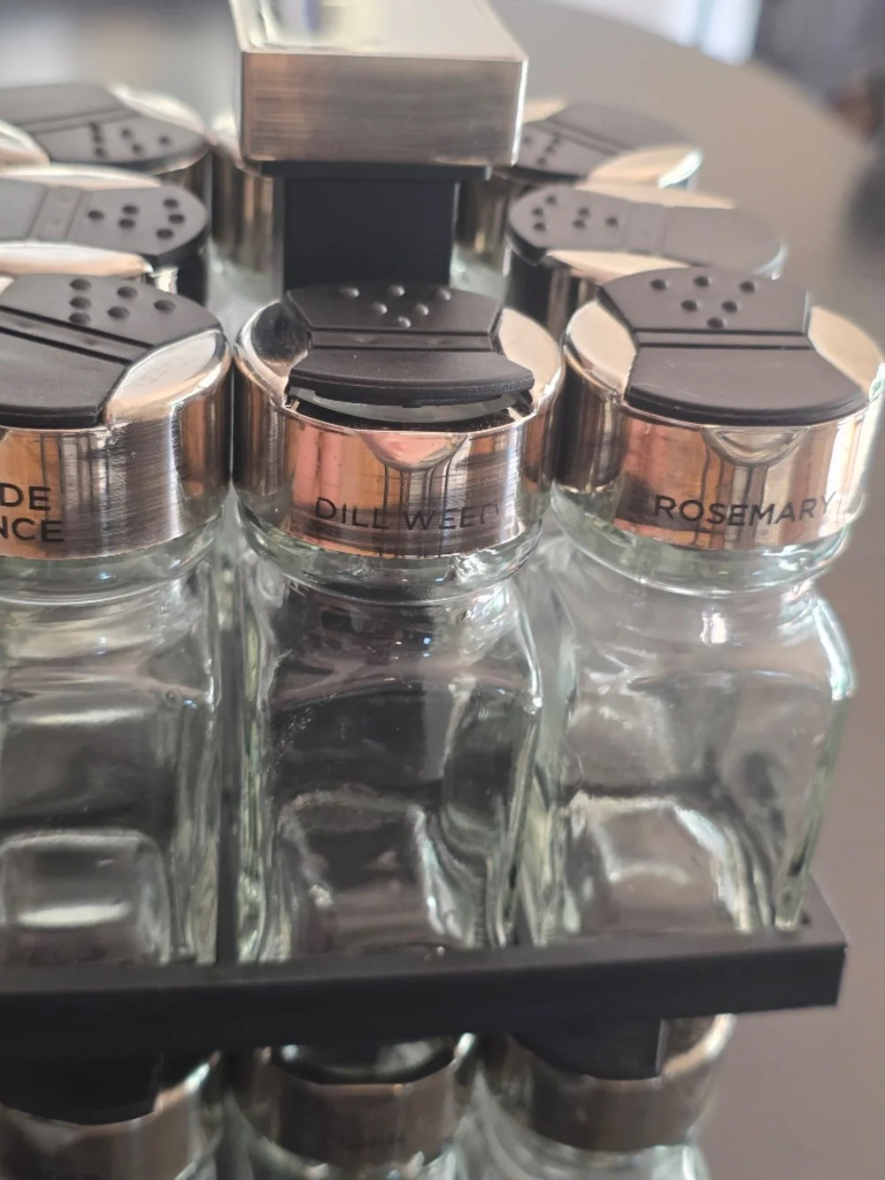 16 Glass Jar Square Carousel Spice Rack